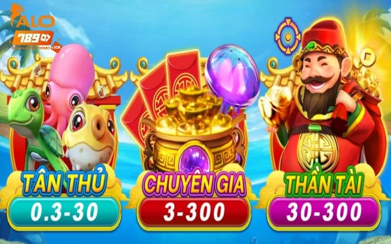 Bắn cá Thần Tài có 3 sảnh cược tùy theo cấp độ khác nhau